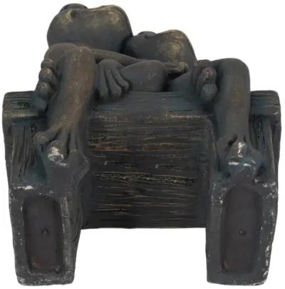 12" Cuddling Frogs On Bench, Bronze