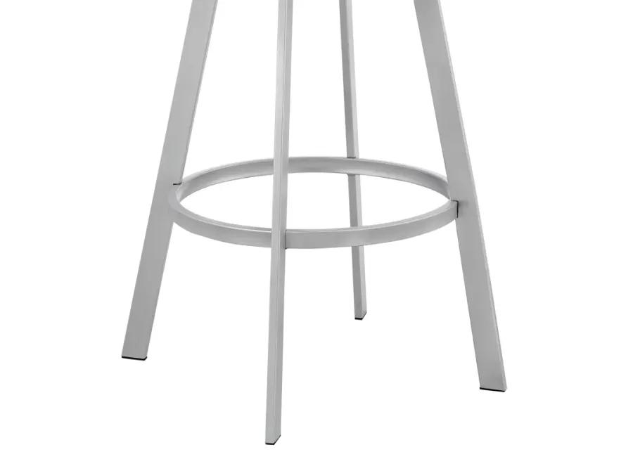 Scranton 30" Swivel White Faux Leather and Silver Metal Bar Stool