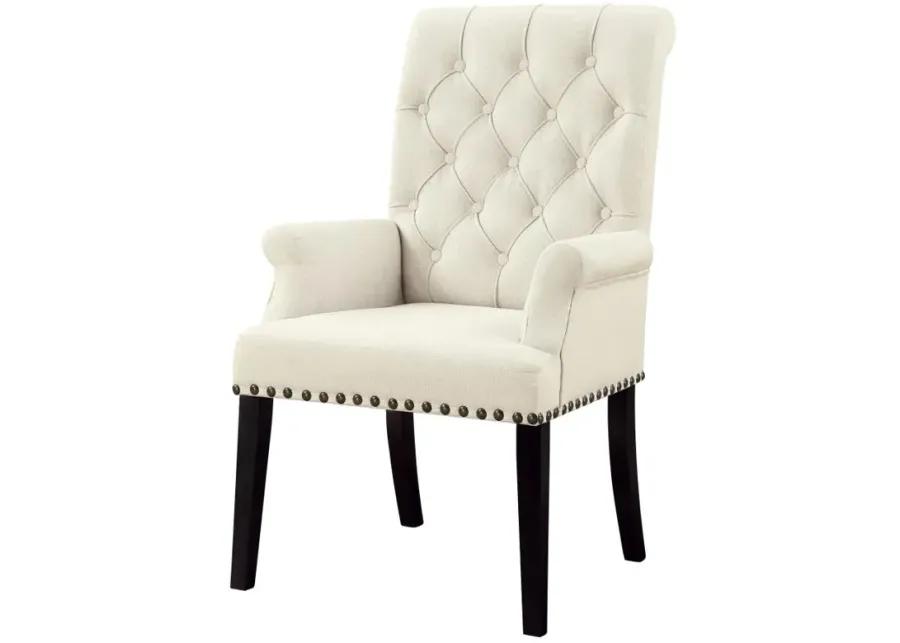 Alana Tufted Back Upholstered Arm Chair Beige