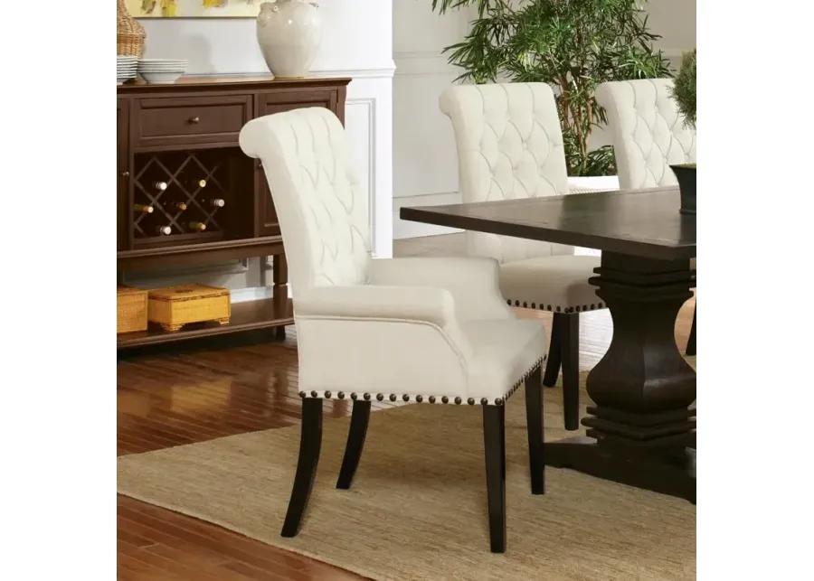 Alana Tufted Back Upholstered Arm Chair Beige