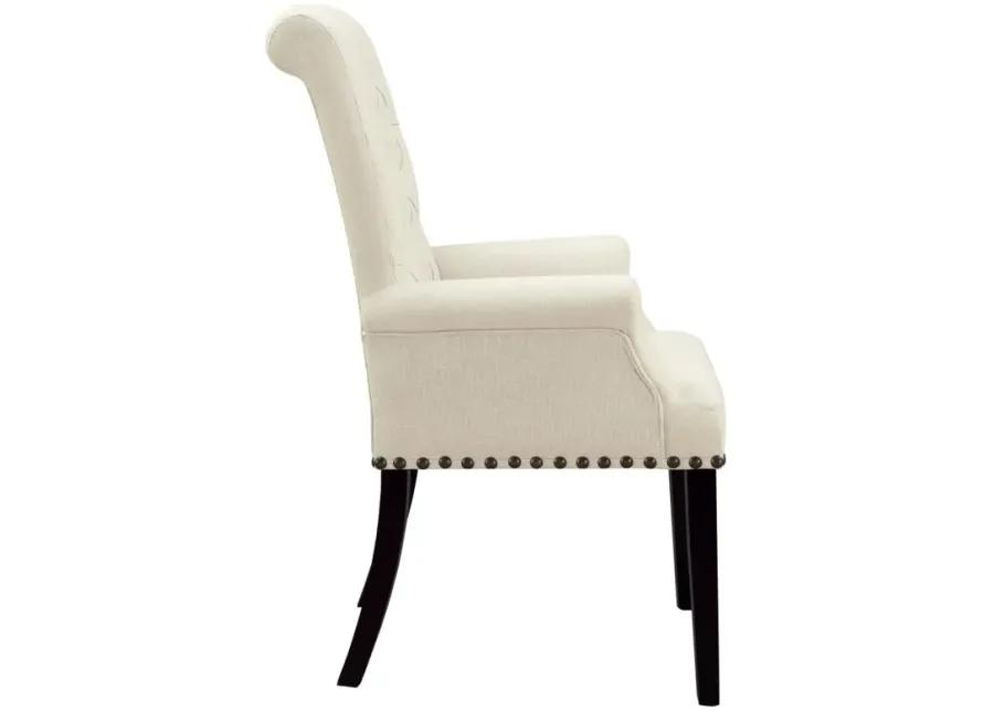 Alana Tufted Back Upholstered Arm Chair Beige