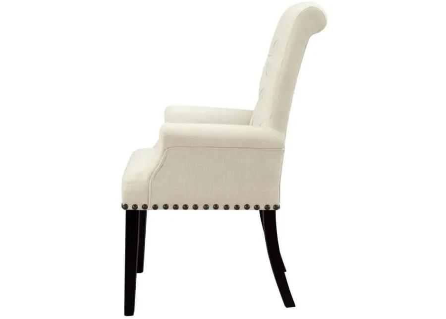 Alana Tufted Back Upholstered Arm Chair Beige