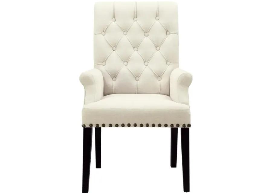 Alana Tufted Back Upholstered Arm Chair Beige