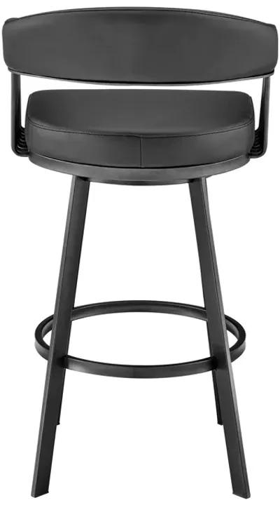 Chelsea 26" Counter Height Swivel Bar Stool in Black Finish and Black Faux Leather