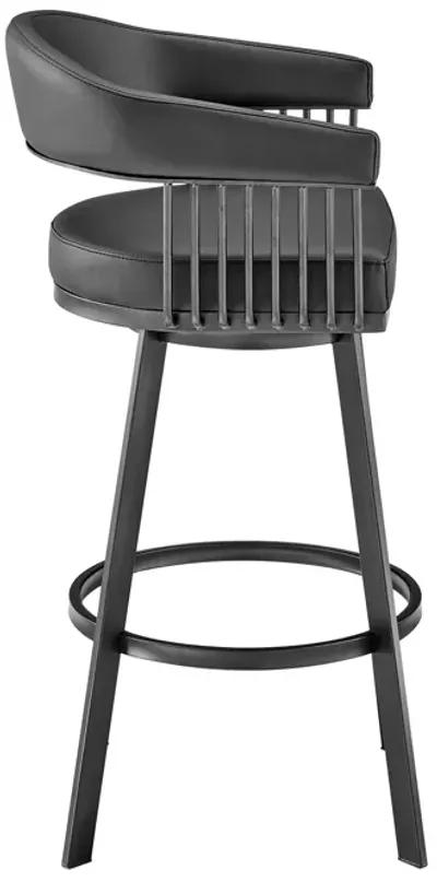 Chelsea 26" Counter Height Swivel Bar Stool in Black Finish and Black Faux Leather