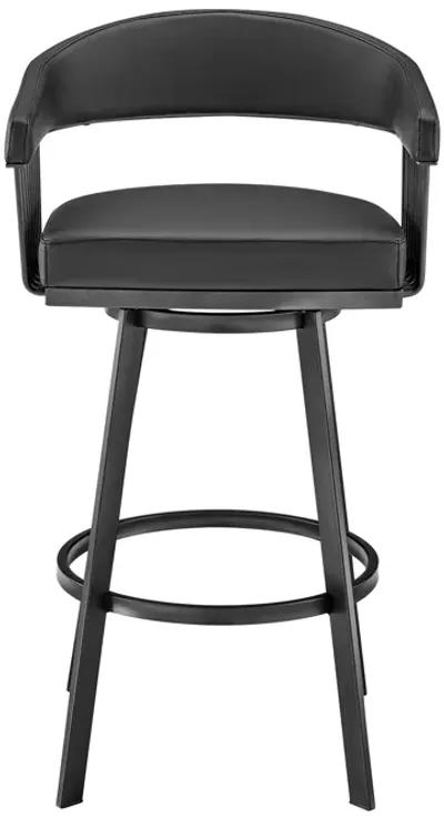 Chelsea 26" Counter Height Swivel Bar Stool in Black Finish and Black Faux Leather