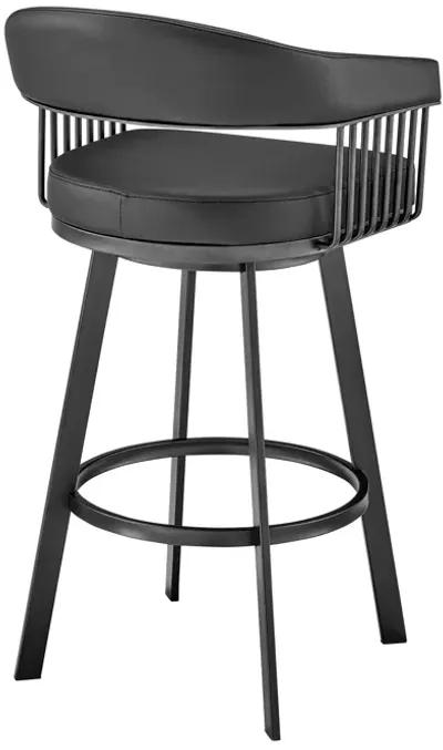 Chelsea 26" Counter Height Swivel Bar Stool in Black Finish and Black Faux Leather