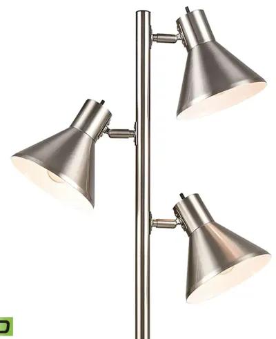 Loman 65'' High 3-Light Floor Lamp - Satin Nickel - Includes LED Bulbs