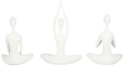 Resin, S/3 10"h Yoga Ladies, Wht