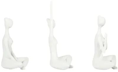 Resin, S/3 10"h Yoga Ladies, Wht