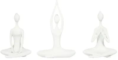 Resin, S/3 10"h Yoga Ladies, Wht