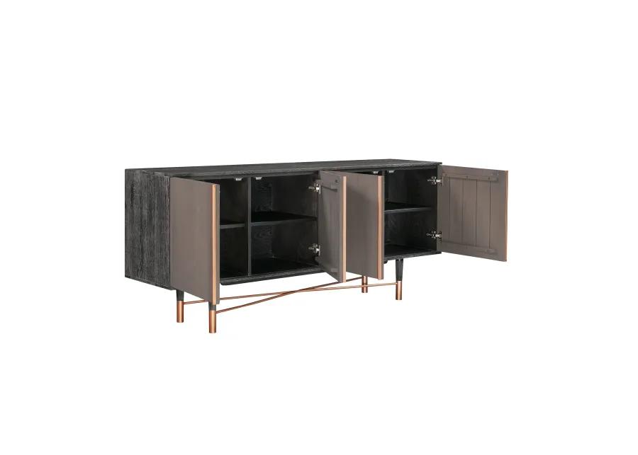 Turin Rustic 2 piece set with Dining Table and Sideboard in Black Brushed