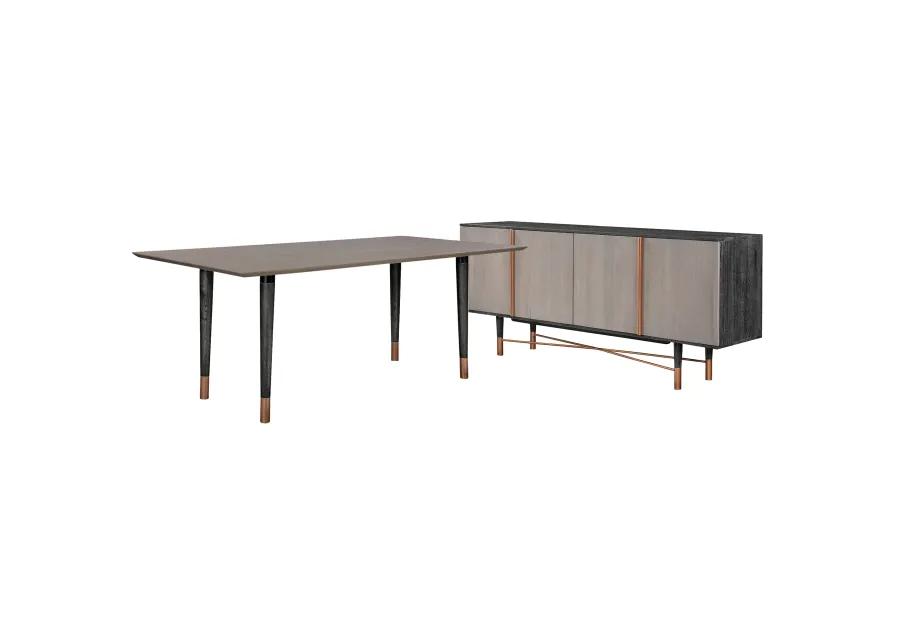 Turin Rustic 2 piece set with Dining Table and Sideboard in Black Brushed