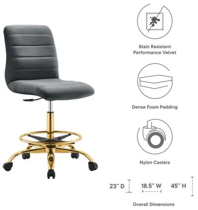 Ripple Armless Performance Velvet Drafting Chair