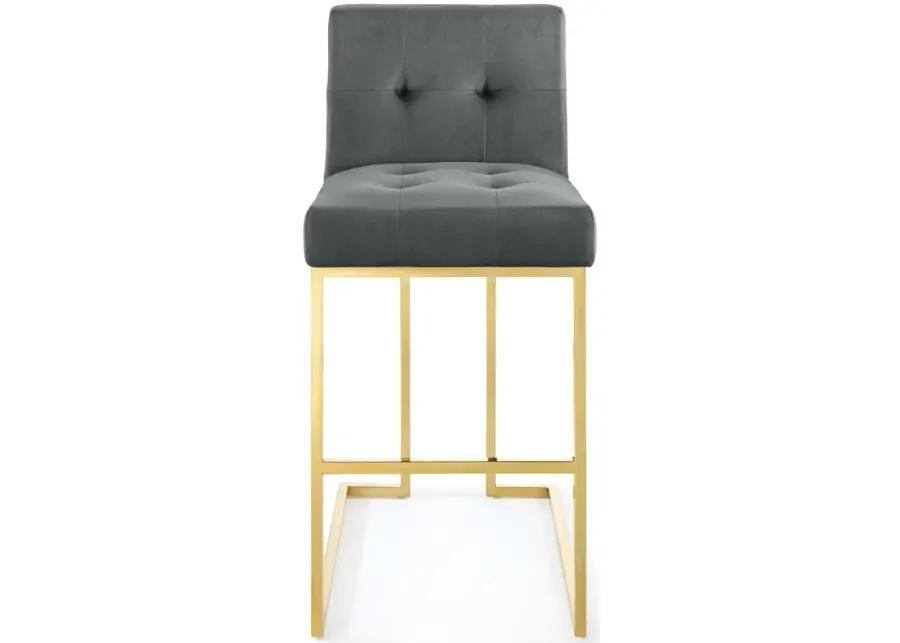 Privy Gold Stainless Steel Performance Velvet Bar Stool