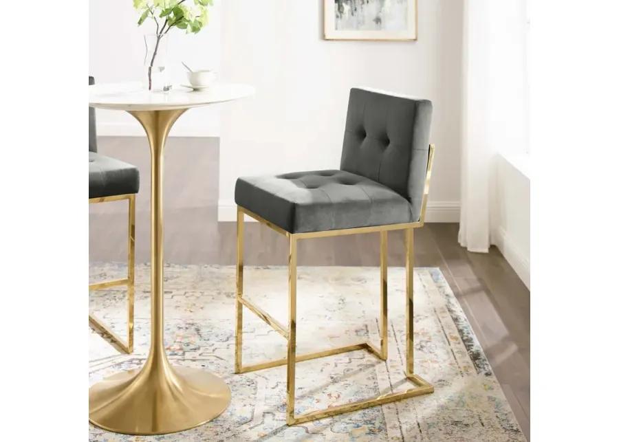 Privy Gold Stainless Steel Performance Velvet Bar Stool