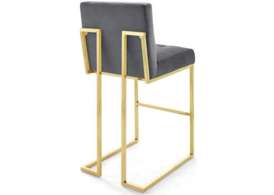 Privy Gold Stainless Steel Performance Velvet Bar Stool