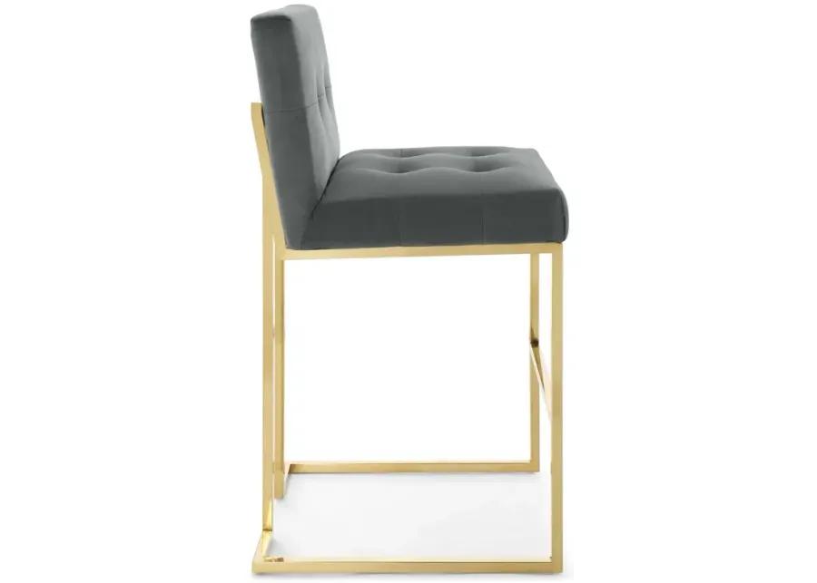 Privy Gold Stainless Steel Performance Velvet Bar Stool