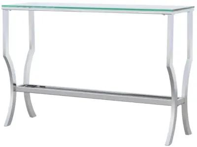 Saide Rectangular Sofa Table with Mirrored Shelf Chrome