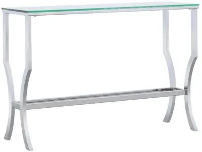 Saide Rectangular Sofa Table with Mirrored Shelf Chrome