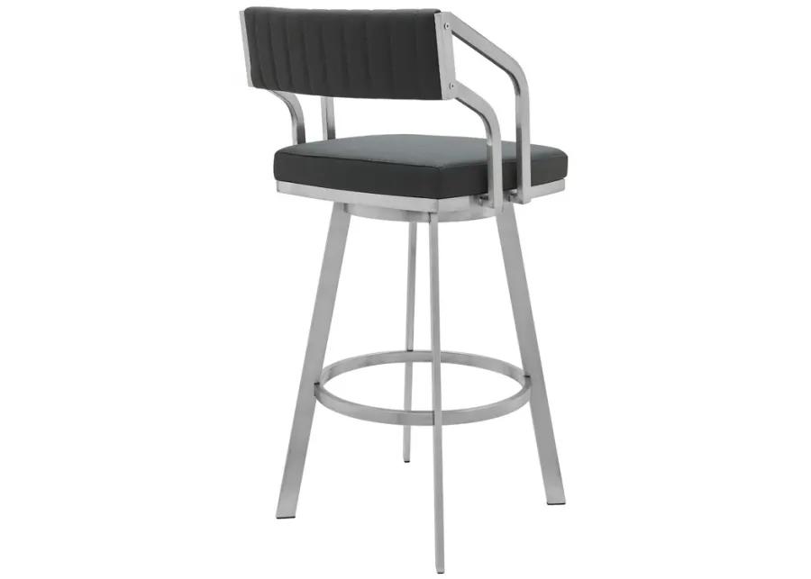 Capri Swivel Modern Metal and Slate Gray Faux Leather Bar and Counter Stool