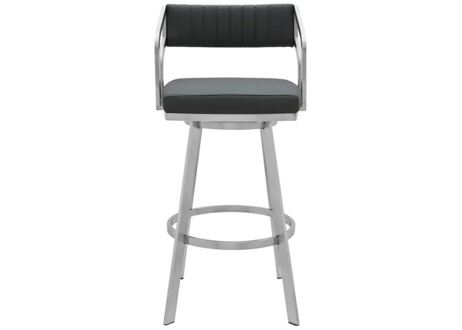 Capri Swivel Modern Metal and Slate Gray Faux Leather Bar and Counter Stool