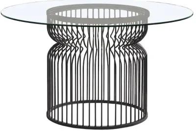 Granvia Round Glass Top Dining Table Clear and Gunmetal