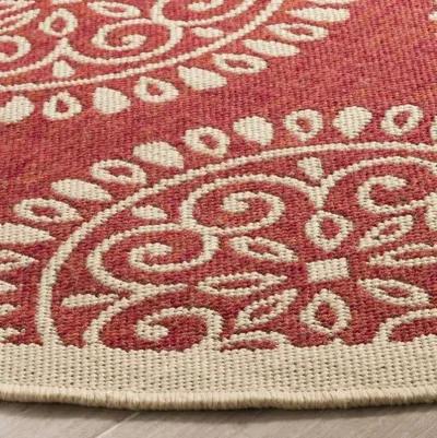 LINDEN 176 Collection LND176Q-6R Red / Creme 6'-7" X 6'-7" Round