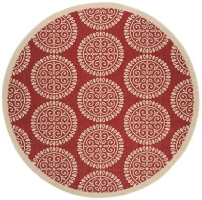 LINDEN 176 Collection LND176Q-6R Red / Creme 6'-7" X 6'-7" Round