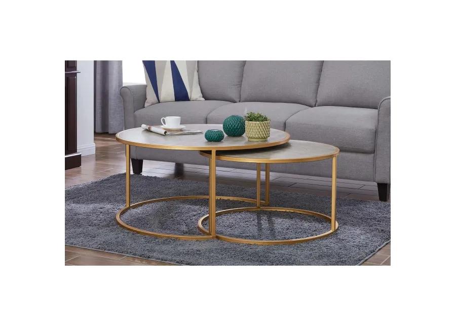 Anza Faux Shagreen Nesting Coffee Table - Set Of 2