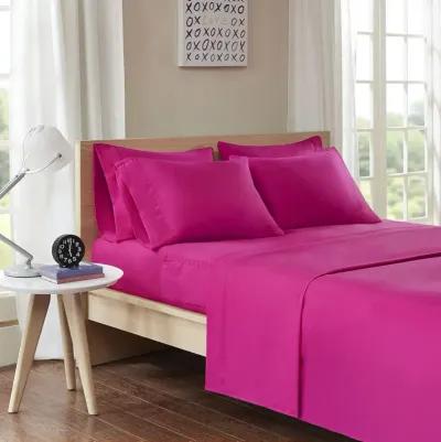 Intelligent Design Microfiber Pink Sheet Set with Side Storage Pockets