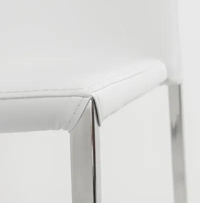 Diana Stacking Side Chair in White with Polished Stainless Steel Legs - Set of 2