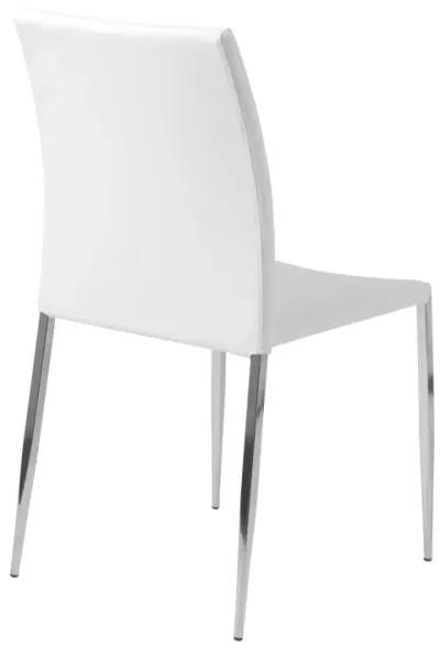 Diana Stacking Side Chair in White with Polished Stainless Steel Legs - Set of 2