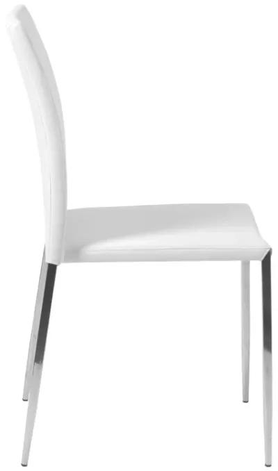 Diana Stacking Side Chair in White with Polished Stainless Steel Legs - Set of 2