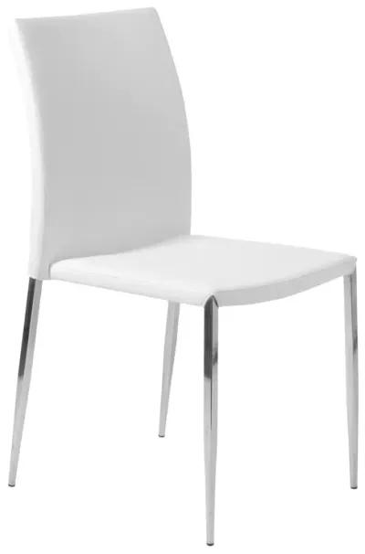 Diana Stacking Side Chair in White with Polished Stainless Steel Legs - Set of 2