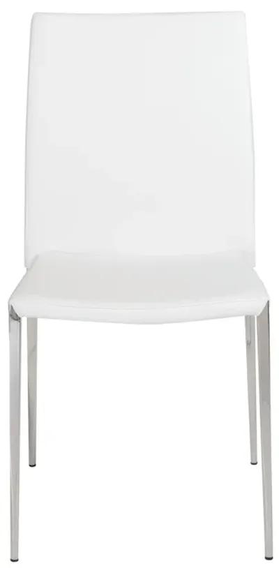 Diana Stacking Side Chair in White with Polished Stainless Steel Legs - Set of 2