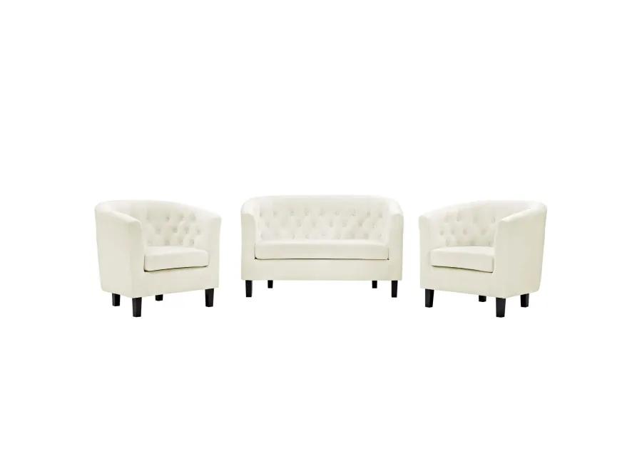 Prospect 3 Piece Performance Velvet Loveseat and Armchair Set