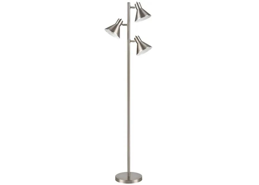 Loman 65" High 3-Light Floor Lamp - Satin Nickel