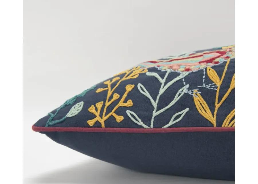 Botanical With Birds Yellow Pillow