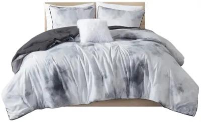 Watercolor Tie Dye Printed Comforter Set with Throw Pillow