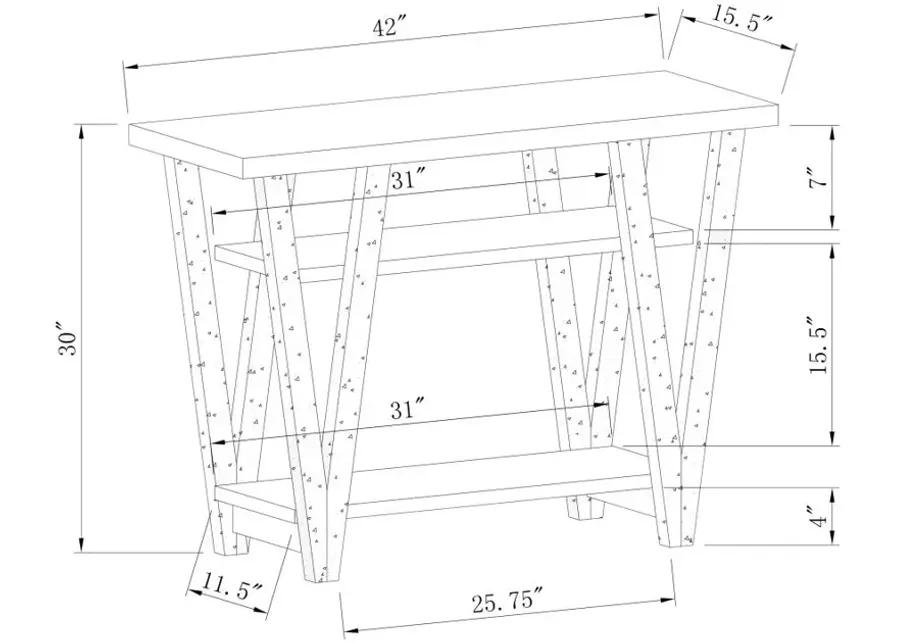 Stevens V-shaped Sofa Table Black and Antique Grey