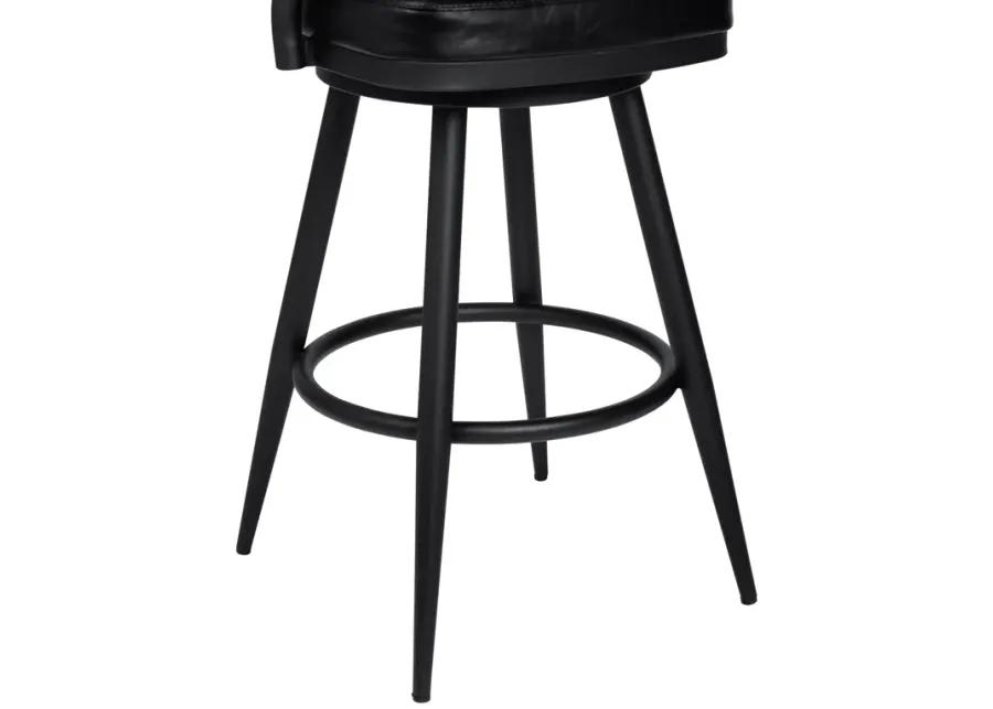 Amador 26" Counter Height Barstool in a Black Powder Coated Finish and Vintage Black Faux Leather