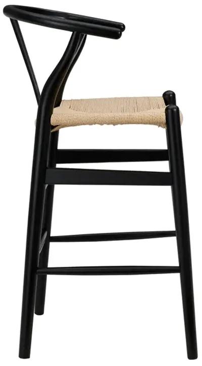 Evelina-C Counter Stool in Black Frame and Natural Seat