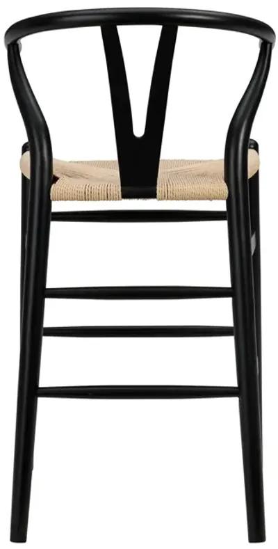 Evelina-C Counter Stool in Black Frame and Natural Seat