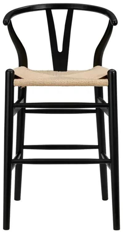 Evelina-C Counter Stool in Black Frame and Natural Seat