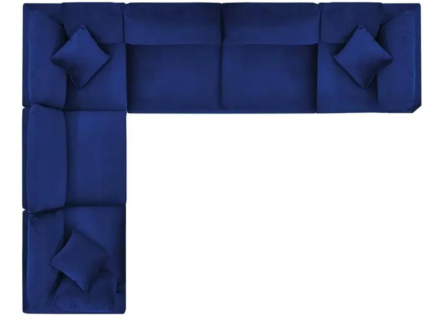 Commix Down Filled Overstuffed Performance Velvet 6-Piece Sectional Sofa