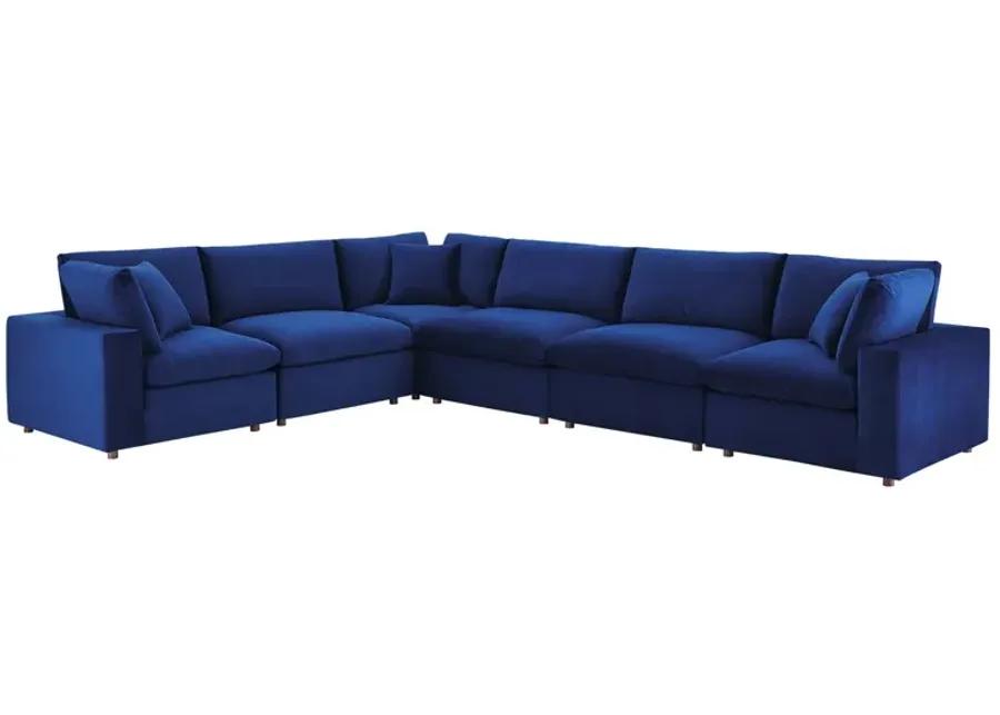 Commix Down Filled Overstuffed Performance Velvet 6-Piece Sectional Sofa