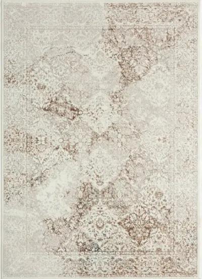 Avery Cream/ Beige Traditional Damask Indoor Area Rug 5' x 7'