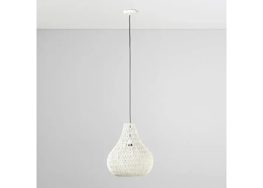 Quaid 1-Light Woven White Pendant By Kosas Home