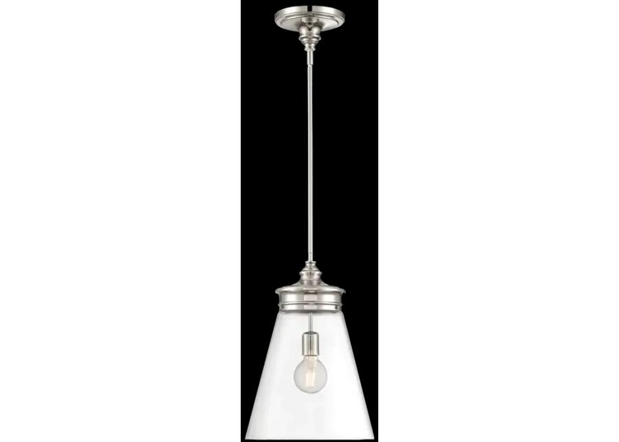 Emma 1-Light Glass Pendant - Polished Nickel